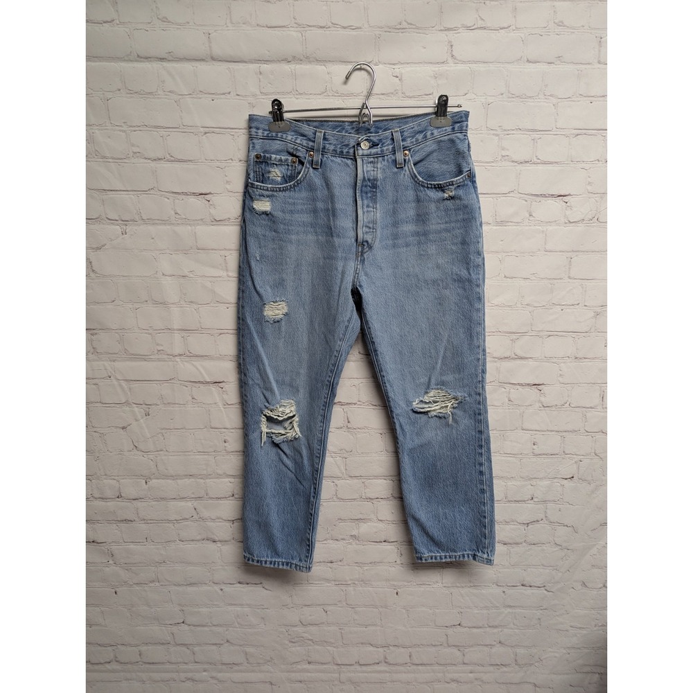 Levi's 501 Jeans Straight Leg Women Distressed Button Fly W29 L26 S40197 EUC 316